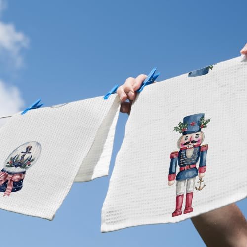 Nautical Christmas Winter Kitchen Dish Towels 16x24, Set of 2