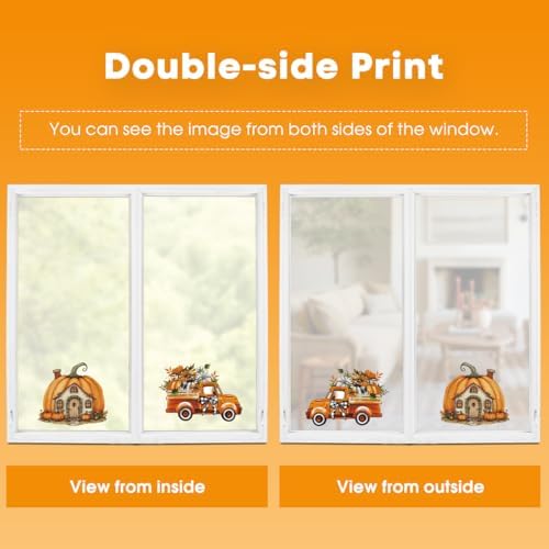Horaldaily 36Pcs Fall Thanksgiving Window Clings, Scarecrow Sunflower Pumpkin