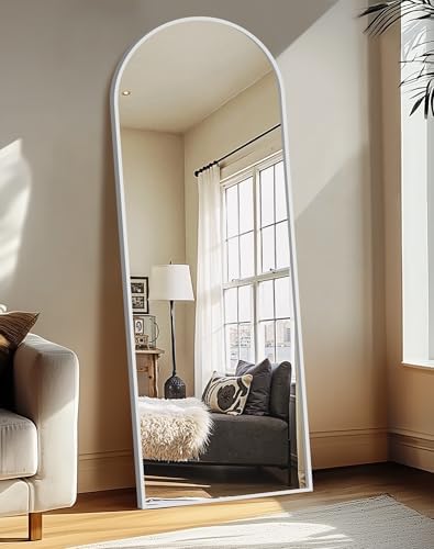 Delma Arched Full Length Mirror with Stand, 69x24 Silver Floor Mirror
