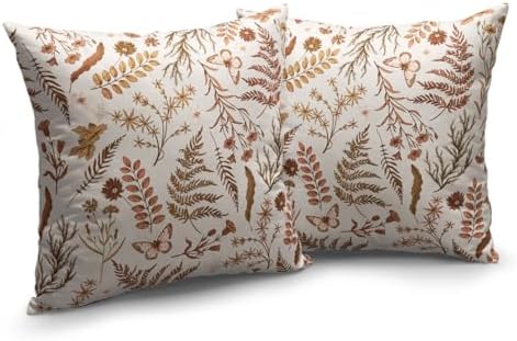 Burnt Orange Fall Floral Pillow Covers 24x24 Set of 2 Seasonal Autumn Wildflower Rustic Outdoor Throw Pillow Covers Thanksgiving Cushion Case for Farmhouse Living Room Decor