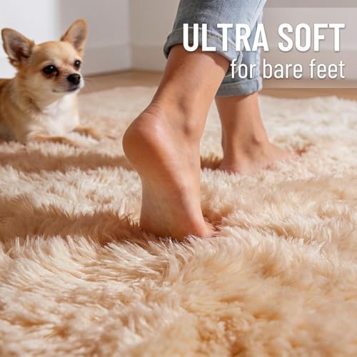 OLANLY 2x6 Machine Washable Runner Rugs for Hallway, Soft Fluffy Shaggy Bedside Rugs for Bedroom, Living Room, Indoor