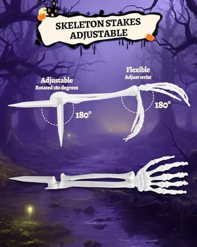 10 PCS Halloween Skeleton Hands with Lawn Stakes for Outdoor Decor