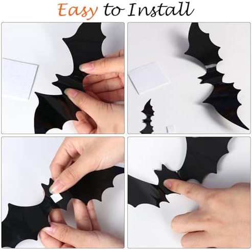 Bats Wall Decor, 170Pcs 3D Bat Halloween Decorations