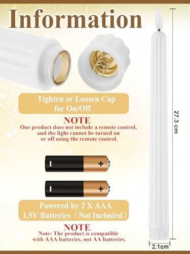 Treela Battery Operated LED Taper Candles,Roman Column,11 Inch,White