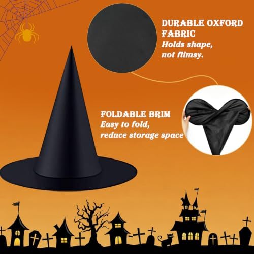 12 Pcs Halloween Hanging Witch Hats Black Floating Witch Hat Porch Decor