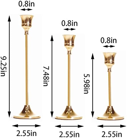 NLBTW French Gold Candlestick Holders, Metal Taper Candle Holder, Set of 3