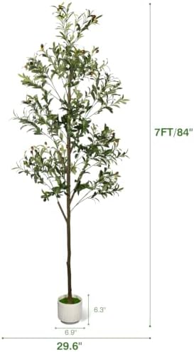 7FT Artificial Olive Tree Indoor Tall Faux with Planter