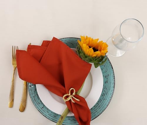 Fall Cloth Napkins Set of 8,18x18 inch,Rustic Cloth Napkins for Dinner,Thanksgiving Table Decorations,Made of 100% Microfibre,Soft Washable Wrinkless,Easy to Fold(Rust)