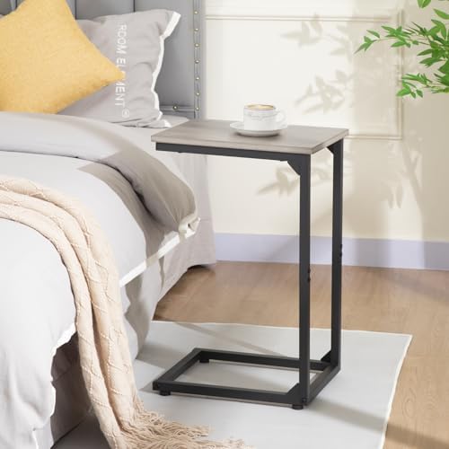 AMHANCIBLE C Shaped End Table Set of 2, Couch Side Table that Slide Under