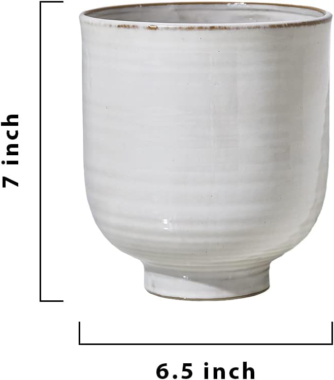 Large Glazed Ceramic Pedestal Bowl- Centerpiece for Vintage Weddings / 6.5" Pedestal Bowl, 1 Pc