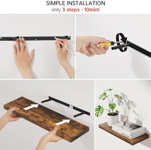 Floating Shelves / Rustic Brown - Americana Farmhouse Style / 22.5inches / Set of 2