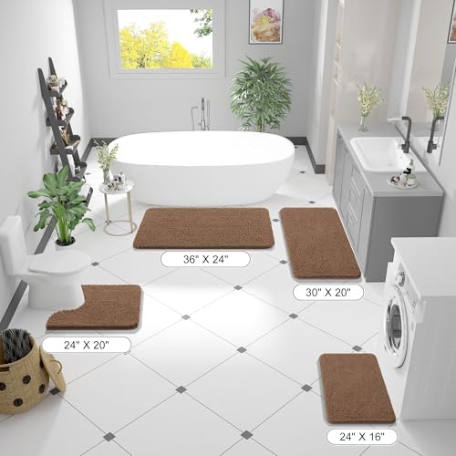 OLANLY Bathroom Runner Rugs 47x24, Extra Soft Absorbent Chenille Bath Rugs