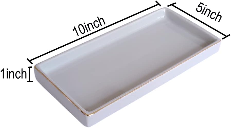 Ceramic Bathroom Tray for Countertop / Gray / 10 x 5