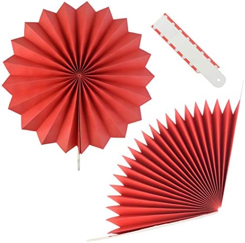 18Pc Party Hanging Paper Fans Set - Red Folding Round Fan Wall Decor, Paper Garlands Flower Decoration for Birthday, Festival, Wedding, Graduation Events Accessories