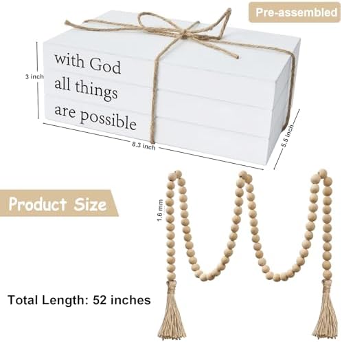 Faux Books for Decoration / with God All Things Are Possible / White
