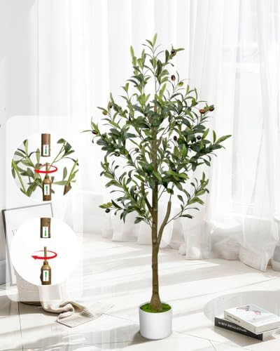 4FT Artificial Olive Tree Indoor Tall Faux with Planter