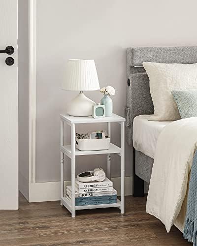 VASAGLE Side Table, Small End Table, Tall Nightstand, Steel Frame