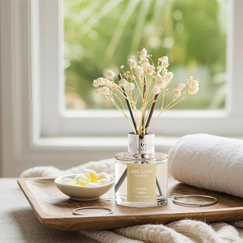 Airkeep Reed Diffuser Set,1.69 fl oz (50 ml) - Clean Linen Oil Diffusers with 8 Reed Sticks,Home Fragrance Reed