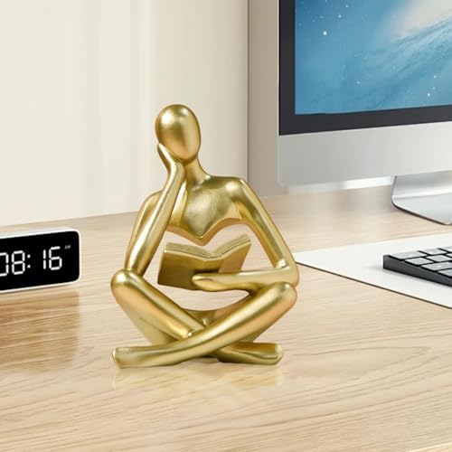UTTCMK Abstract Art Thinker Statue - Reading Thinker Sculpture Figurine, Modern Home Decoration for Living Room Office