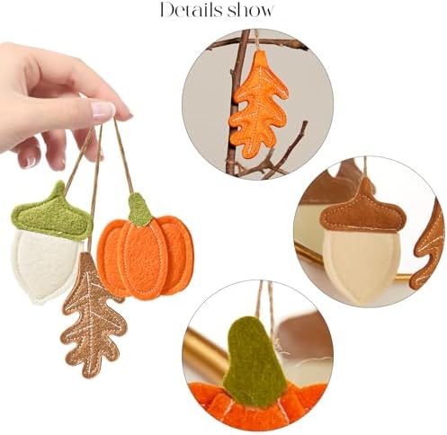 DN DECONATION 12PCS Fall Tree Decorations Felt Ornaments for Small Tree