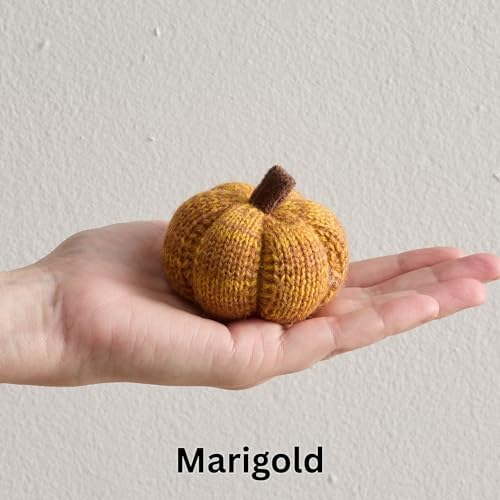 Set of 5 Mini Knit Pumpkins, Sunset Orange Gold Rust (Sunset 2.5 Inch Set)