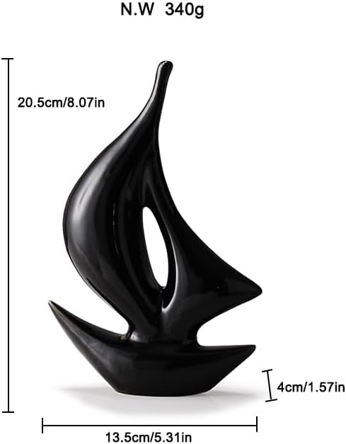 Sailboat Art Ceramic Statues / Black