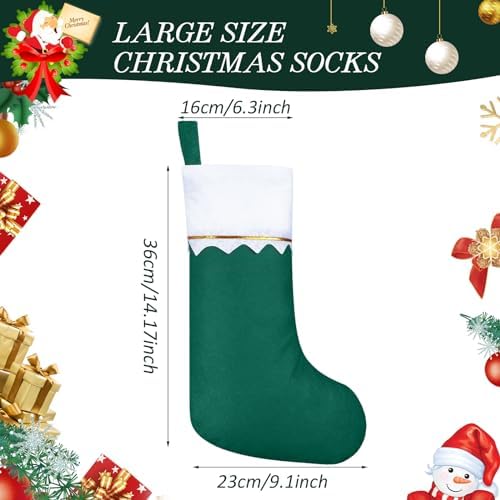 Zubebe 36 Pcs Christmas Stockings Bulk 15 Inch Felt, Green