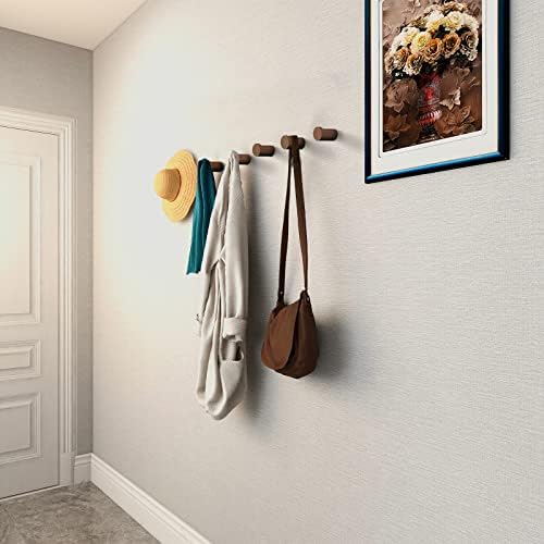 Wood Wall Hooks / Walnut / Natural / Set of 6