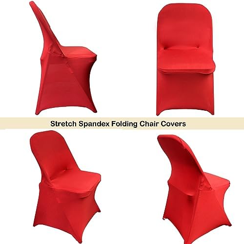 HAINARverS Folding Chair Covers for Wedding, 10pcs Red