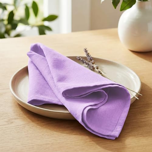 PurpleEssences Cloth Dinner Napkins 18x18 in Set of 12 - Lavender