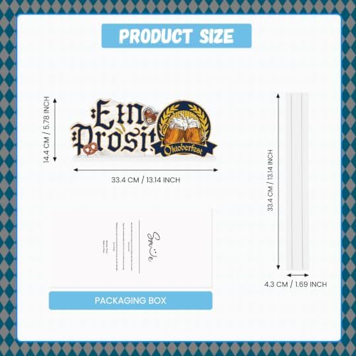 Smile Oktoberfest Wooden Standing Decor, Ein Prosit Pretzel Beer Mug Tiered Tray Tabletop Signs with Stands for Home Bar Party Decor