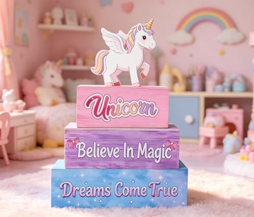 4 Pcs Unicorn Wooden Table Decorations
