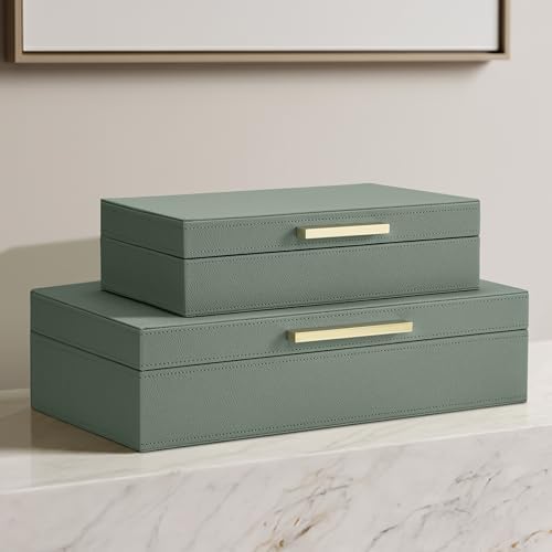 Decorative Storage Boxes / Sage / Set of 2
