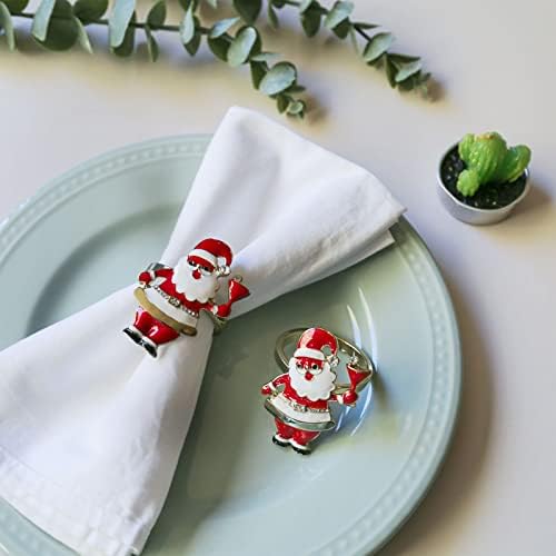 wonlex Xmas Napkin Rings Set of 6, Father Chirstmas Napkin Ring for Wedding, Thanksgiving Day, Family Gatherings, Birthday and Dinner Party (Santa Claus)