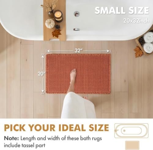 MIULEE Fall Orange Set of 2 Waffle Bathroom Rugs Boho Bath Mat 20x32 Inch