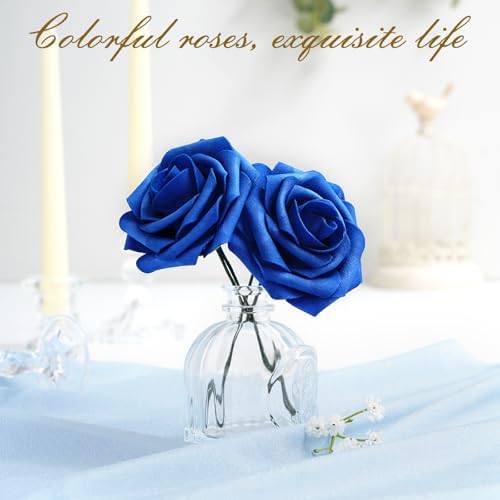BLEUM CADE 36Pcs Artificial Flowers Fake Foam Roses with Stems for Wedding