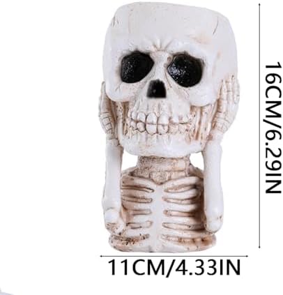 JOYO Halloween Planter Pot Decor - Skeleton Flower Planter Pot,Pumpkin Bucket Vase,Cute Skull Bucket Vase,Skull Candy Bowl Gothic Ornaments for Home Indoor Outdoor Garden (01 Cute Skull)