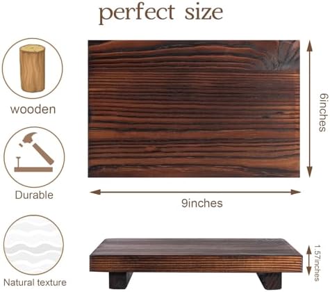 Bathroom Counter Organizer Wood Pedestal Stand Farmhouse Decorative Tray / Dark Brown / 9 x 6 x 1.6