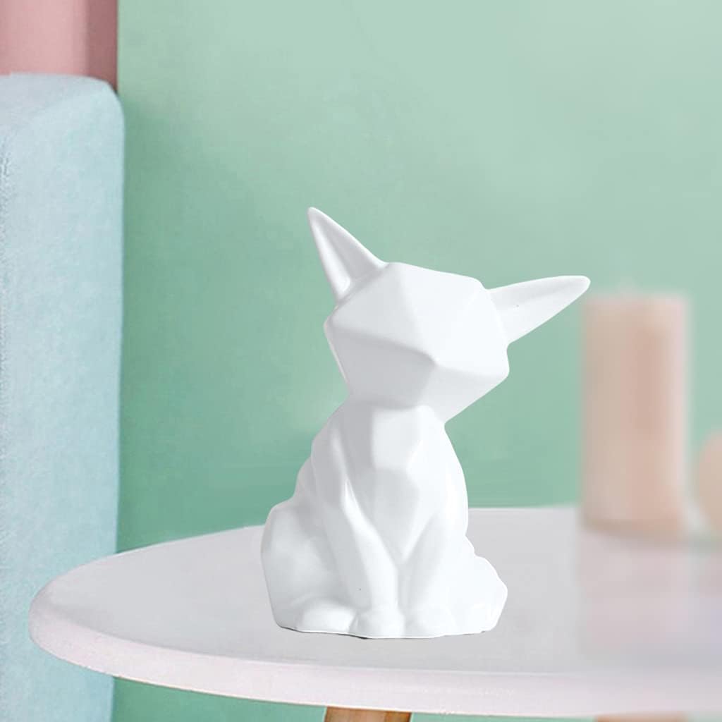Modern Geometric Fox Statue Ornament Cafe Shopwindow Sculptures Animal Abstract Figurines Statue