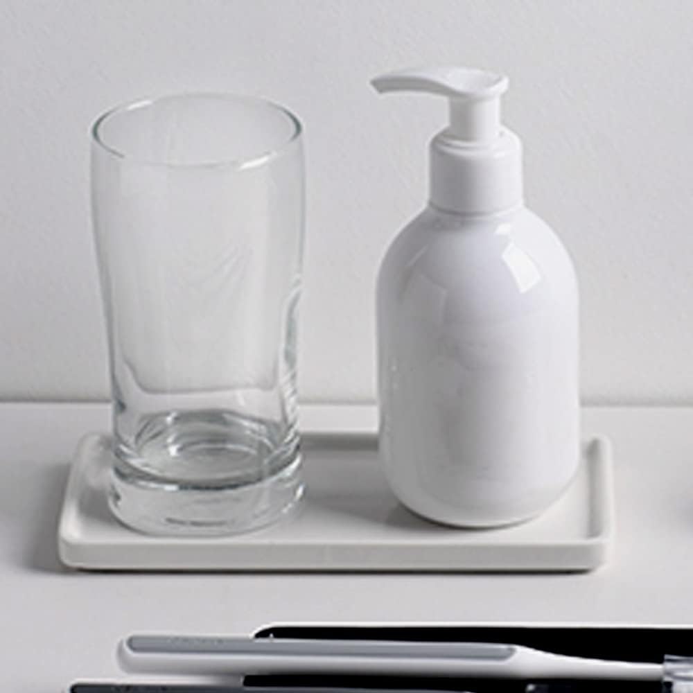 Ceramic Soap Dispenser Tray / White