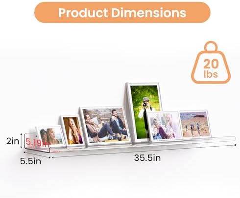 upsimples 35.5" Acrylic Shelves for Wall Storage and Organizer, 2 Pcs
