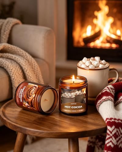 AOOVOO Winter Candles Set - 4 Pack Candles for Home Scented, 28 oz Soy Wax