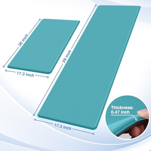 StepRite Kitchen Mats for Floor, 2-Piece Anti-Fatigue Kitchen Rugs, Green