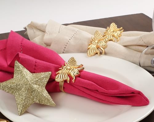 Lightnpro Gold Napkin Rings (Set of 12) - Coastal Christmas Table Decorations - Nautical Place Settings for Holiday Parties, Dinner, Kitchen & Home Dining - Perfect Wedding Ring Holder
