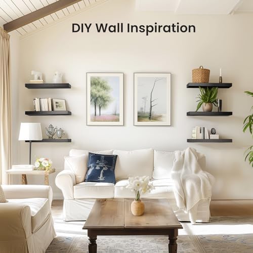 Amada 15.7" Floating Shelves for Wall Decor & Storage, Set of 3, Black
