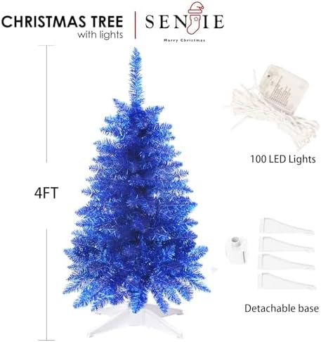 4FT Blue Artificial Small Christmas Tree Mini Tabletop Decor
