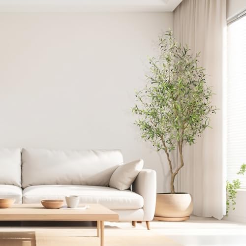 FEELEAD 8ft Faux Olive Tree - Realistic Large Olive Trees Artificial Indoor
