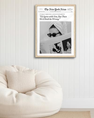 EcoHest 16x20 in Cool Girl Newspaper Framed Wall Art for Bedroom