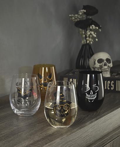 Oneida Vintro Halloween Stemless Wine Glasses, Set of 4