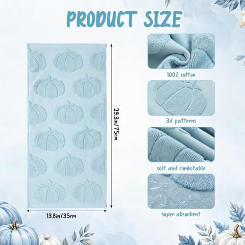 Remagr 3 Pcs Fall Hand Towels for Bathroom Blue Pumpkin